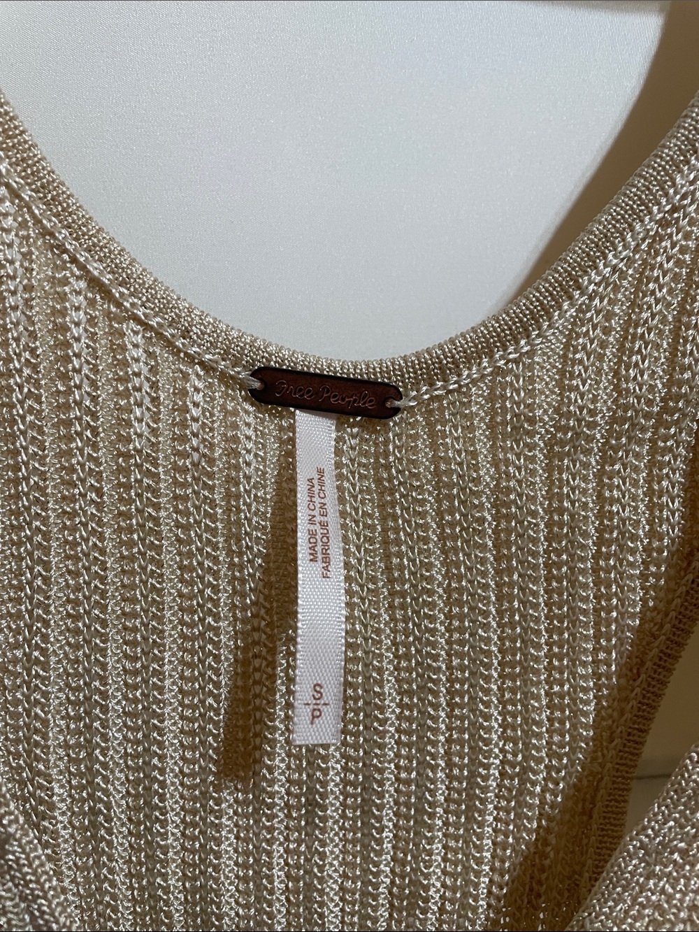 Free People Cream / Gold Ribbed Button-Front Tank - Picture 2 of 5